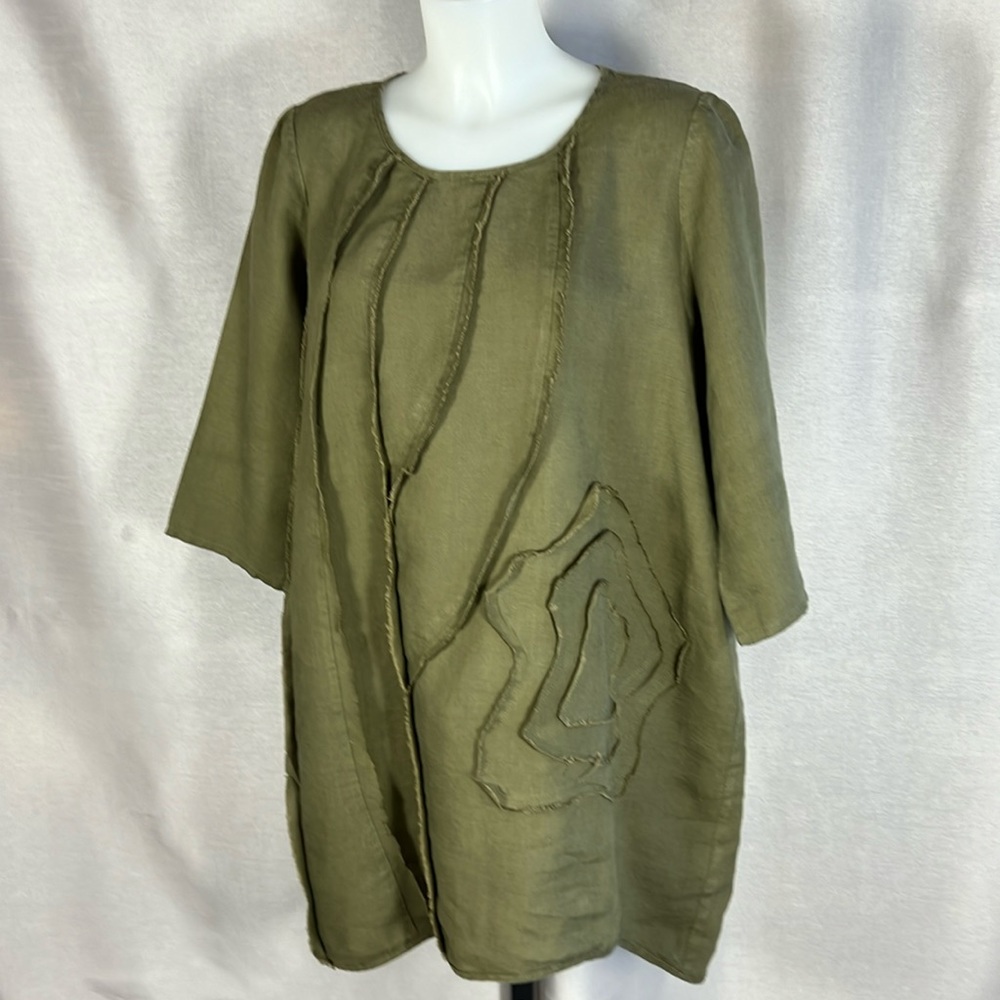 Peacock Ways linen art tunic